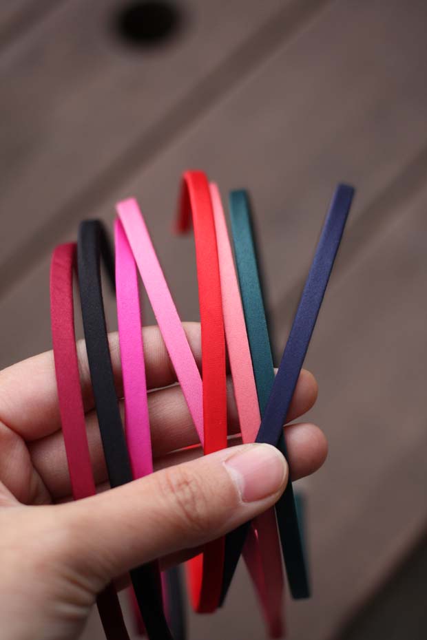 コットン巻きカチューシャ(幅5mm、15色)
