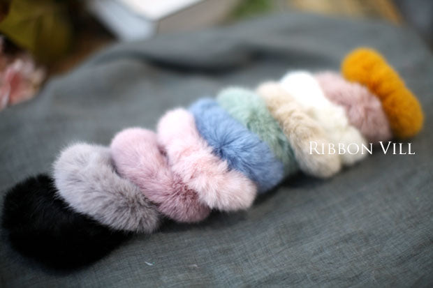 ふわふわフェイクファーシュシュ(10色、約8cm)